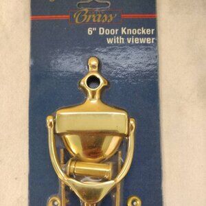 NIP Hager CD7671 6” Solid Brass Door Knocker with Viewer